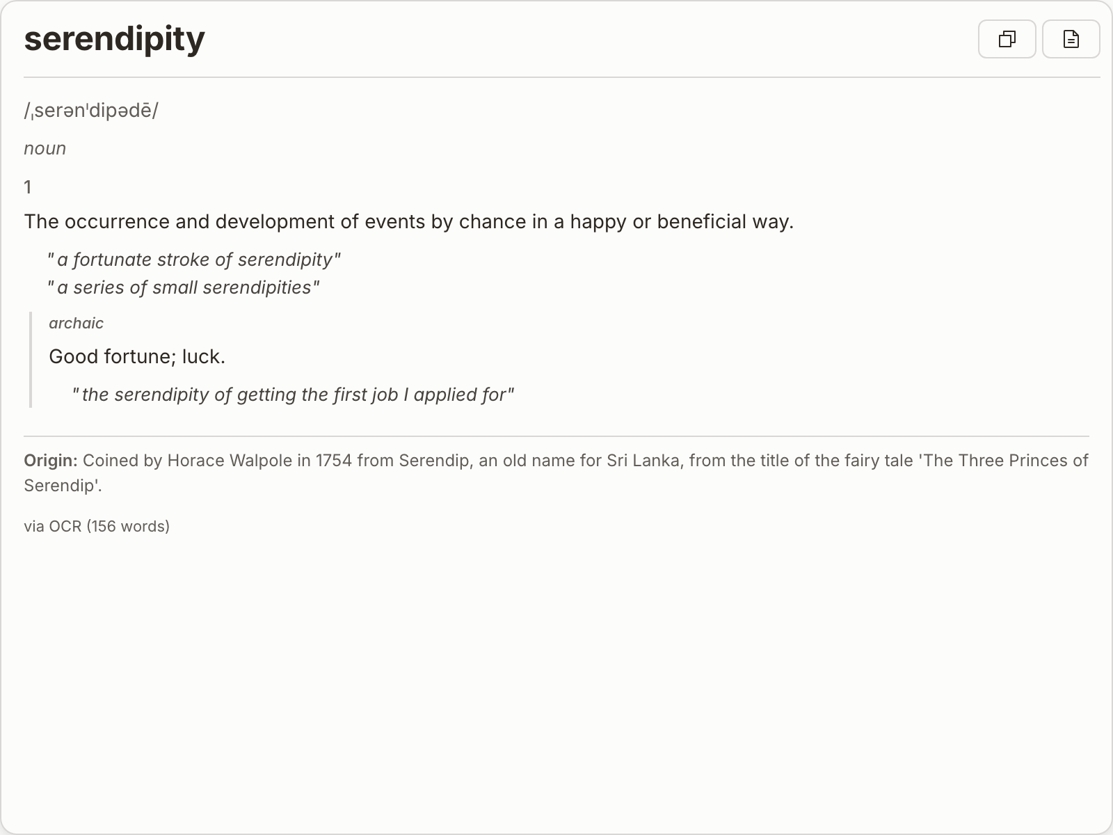 NearWord instant lookup overlay showing word definition