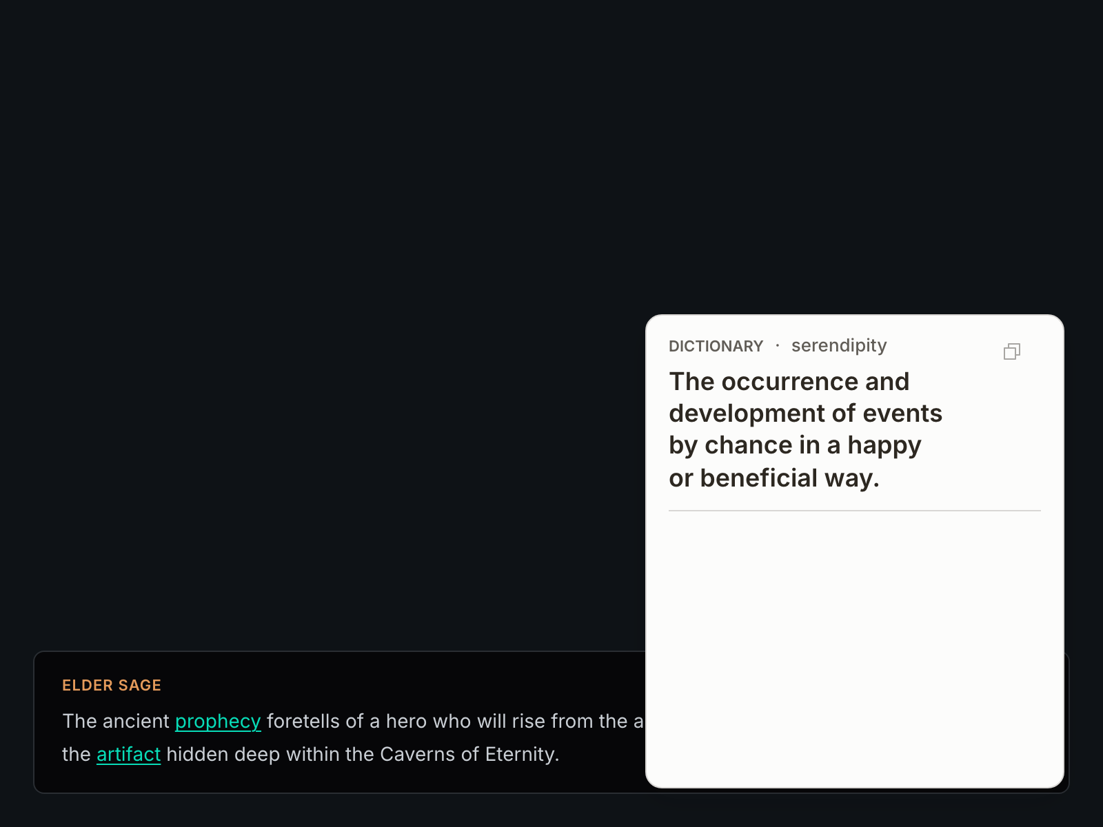 NearWord reading game dialogue in a full-screen title